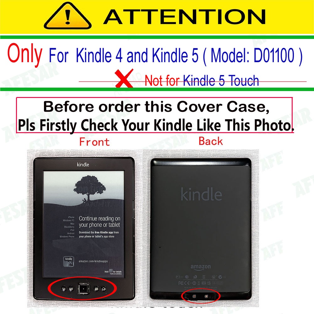 Ốp Máy Tính Bảng Da PU Lật Từ Tính Cho Amazon Kindle 4th Generation 2011 D01100 Kindle 4 Kindle 5 2012 6 inch