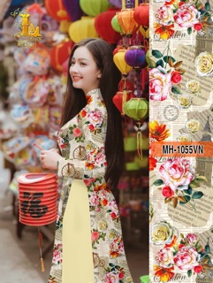 Vải áo dài hoa phối magazine đều