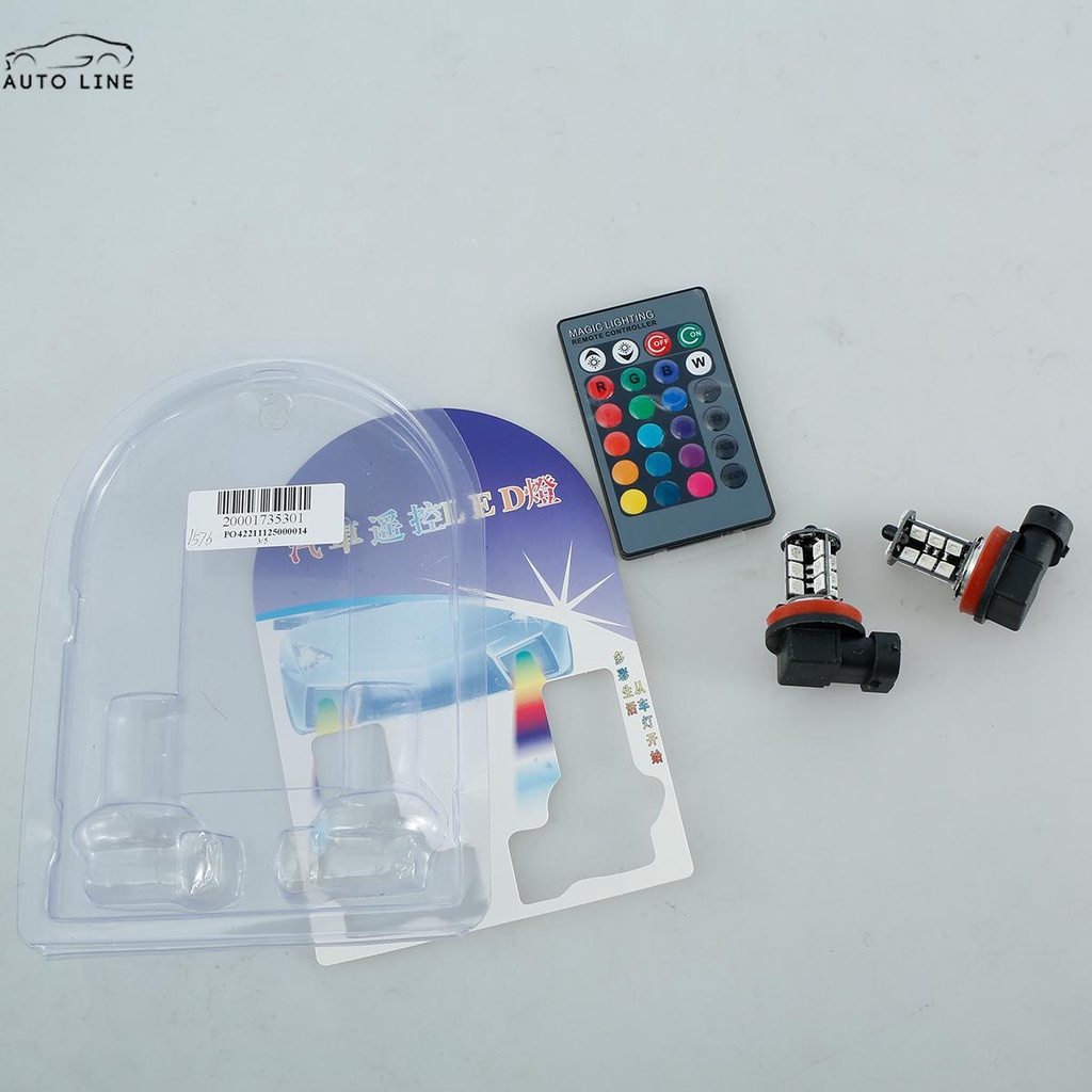 2 Đèn Pha Chống Sương Mù 27 LED H8 / H11 RGB Kèm Điều Khiển Từ Xa SHOPCYC3542
