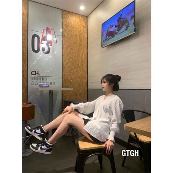 Áo sơmi trắng tay chun