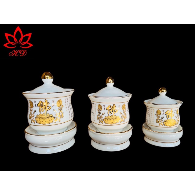 Bộ thờ cúng-sét bộ thờ cúng bình,lư,dĩa,án… tâm kinh trắng cao cấp