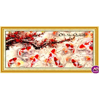 Tranh đính đá cửu ngư quần hội