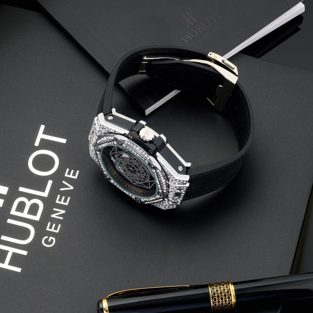 [Tặng box hãng] Đồng hồ nam Hublot cao cấp full đá mặt đa giác DH604 | BigBuy360 - bigbuy360.vn