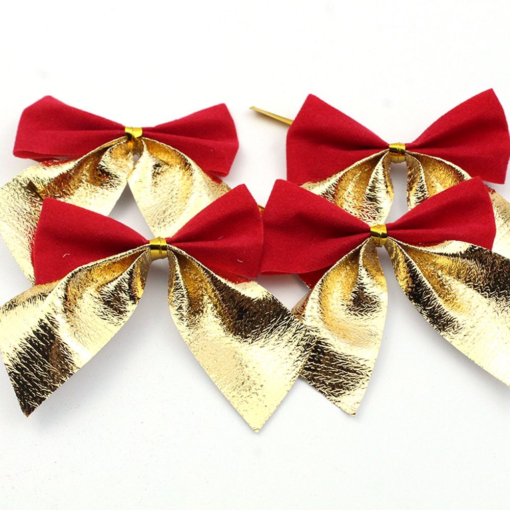 Set 12 nơ treo trang trí cây thông noel bằng vải không dệt trọng lượng nhẹ nhiều màu sắc