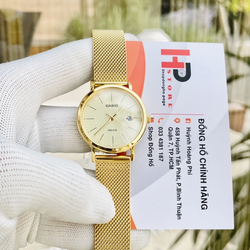 Đồng hồ nữ Casio LTP-E175MG Full gold dây lưới freesize