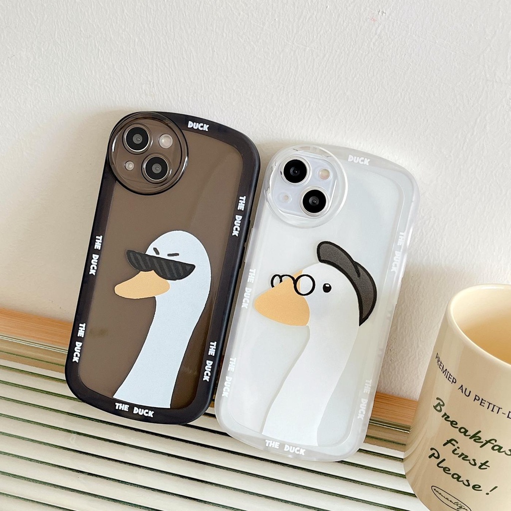 Ốp Điện Thoại Tpu Dẻo Trong Suốt Họa Tiết Chú Vịt Vui Nhộn Chống Sốc Cho iPhone 13 12 mini 11 Pro xs max xr 7 / 8plus