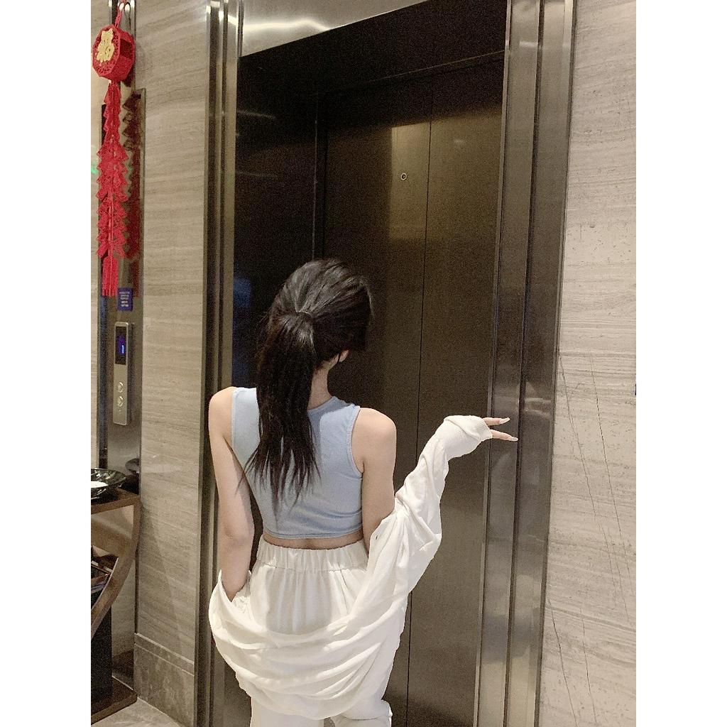Áo Tank Top chất gân tăm cao cấp có đệm ngực Áo ba lỗ phối dây buộc 2 kiểu trendy