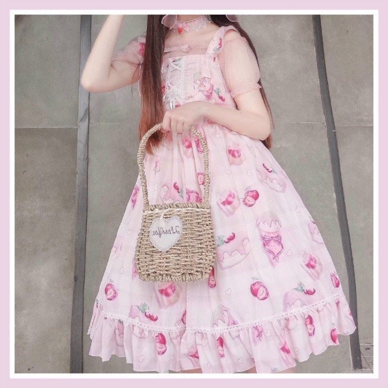 Đầm lolita hồng váy JsK xinh