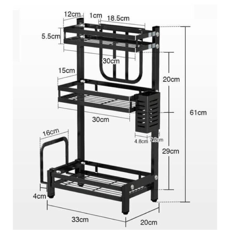 Kệ Gia Vị 2 Tầng, 3 Tầng iNox Cực Chắc Chắn, Thẩm Mỹ Cao Sơn Tĩnh Điện Cao Cấp