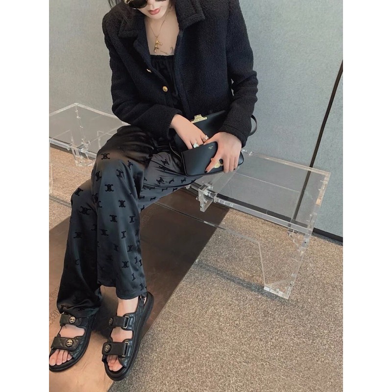 Quần ống rộng Chanel CN hàng cao cấp in full logo siêu sang chảnh