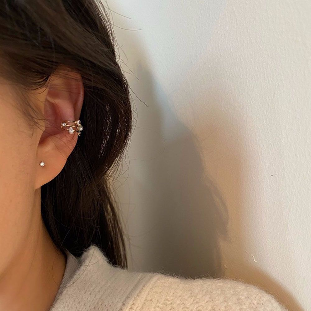 Khuyên Kẹp Vành Tai Đính Đá Zircon / Ngọc Trai Thời Trang Thanh Lịch