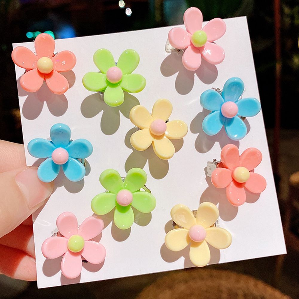 Set khuyên kẹp vành tai không cần xỏ lỗ thiết kế trái cây/ nơ/ hoa/ nhiều mẫu khác hoạt hình đáng yêu dành cho bé gái
