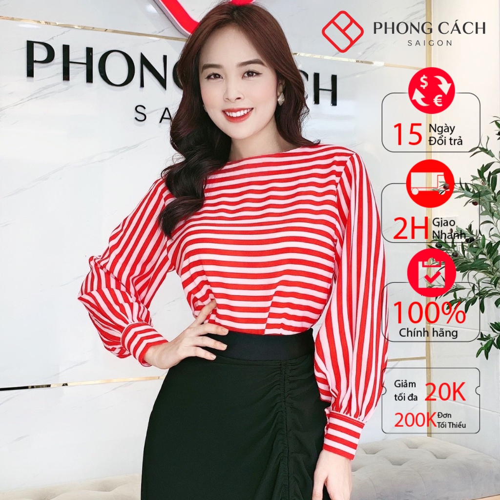 Áo kiểu tay dài kẻ sọc SA030 Phong Cách SAIGON