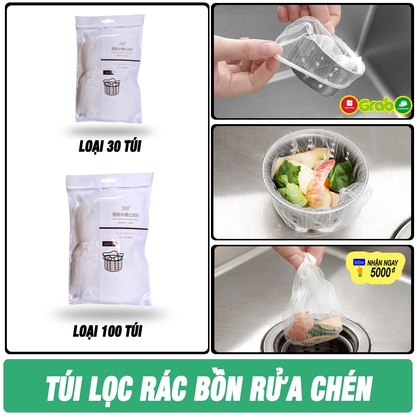 Túi Lọc Rác, Lưới Lọc Rác Bồn Rửa Chén – Bộ 100 Túi Lọc Giúp Giữ Lại Rác Thừa , Thao Tác Nhanh Chóng , Dễ Dàng Sử Dụng