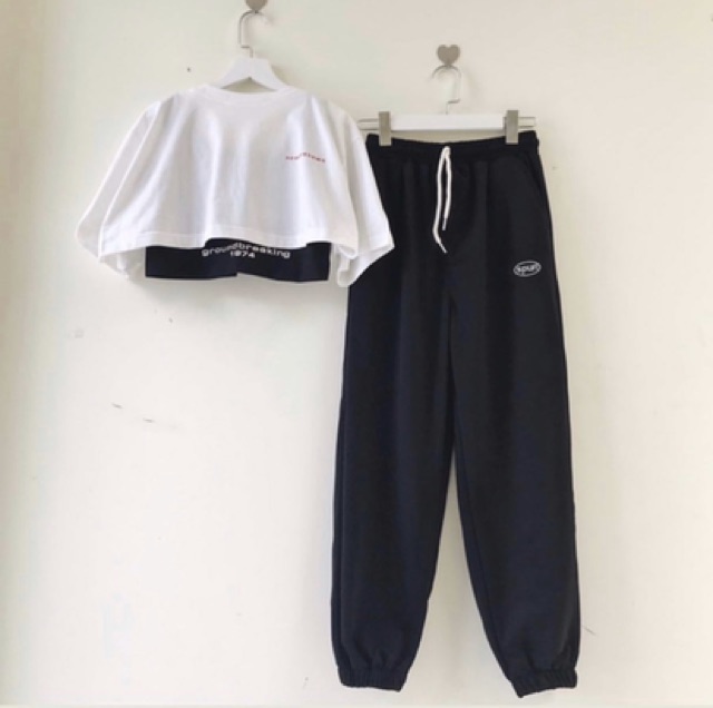 Quần JOGGER In SPUN [FREESHIP] Quần Bo Ống 2 Màu Đen Trắng | BigBuy360 - bigbuy360.vn