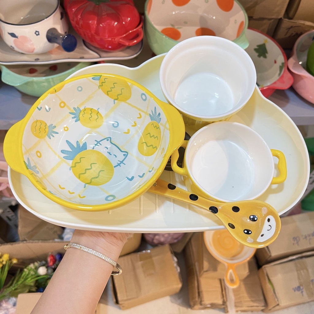 Các Set Bát Ăn Cơm Trẻ Con Đĩa Sứ Bộ Chén Dĩa Sứ Dễ Thương