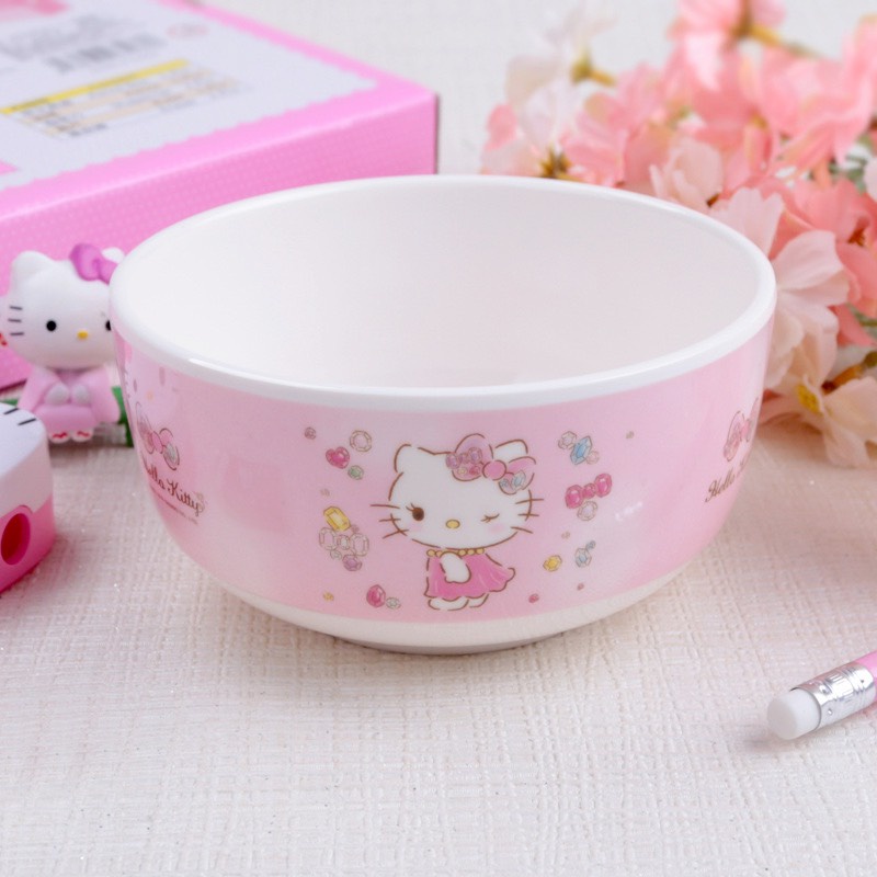 [Mẹ&amp;bé] BỘ SẢN PHẨM ĂN DẶM CHO BÉ HỌA TIẾT MÈO HỒNG KITTY DỄ THƯƠNG.