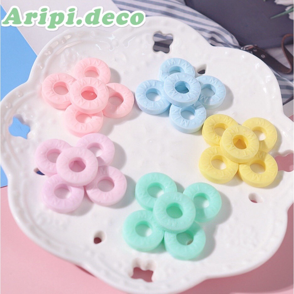 Charm viên kẹo sáo tròn bạc hà Mint B81 /Nguyên liệu làm phụ kiện handmade vòng tay / resin