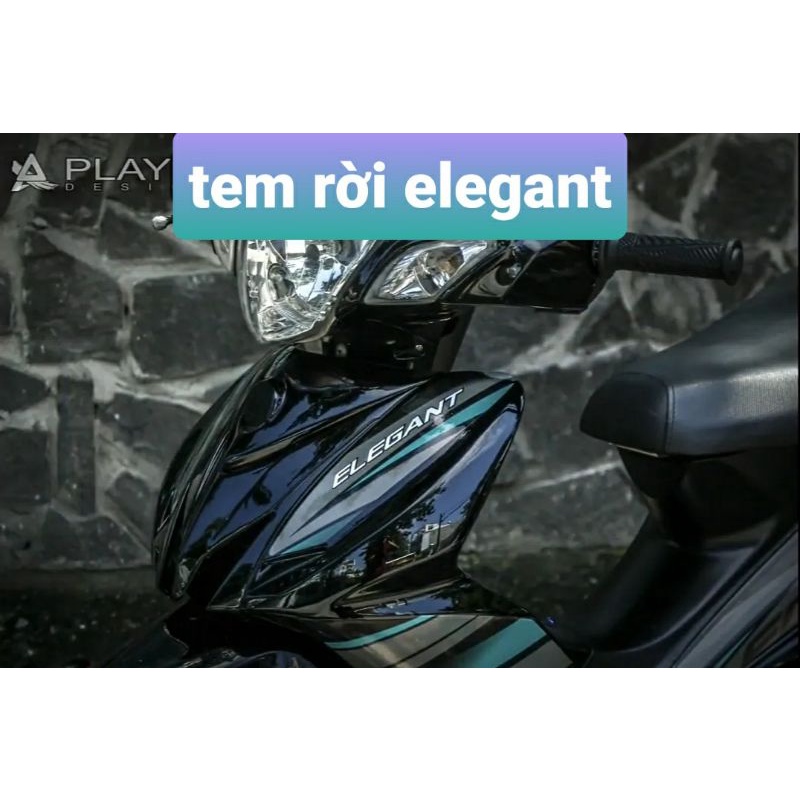 Tem rời Elegant xanh xám nền bóng dán xe đen