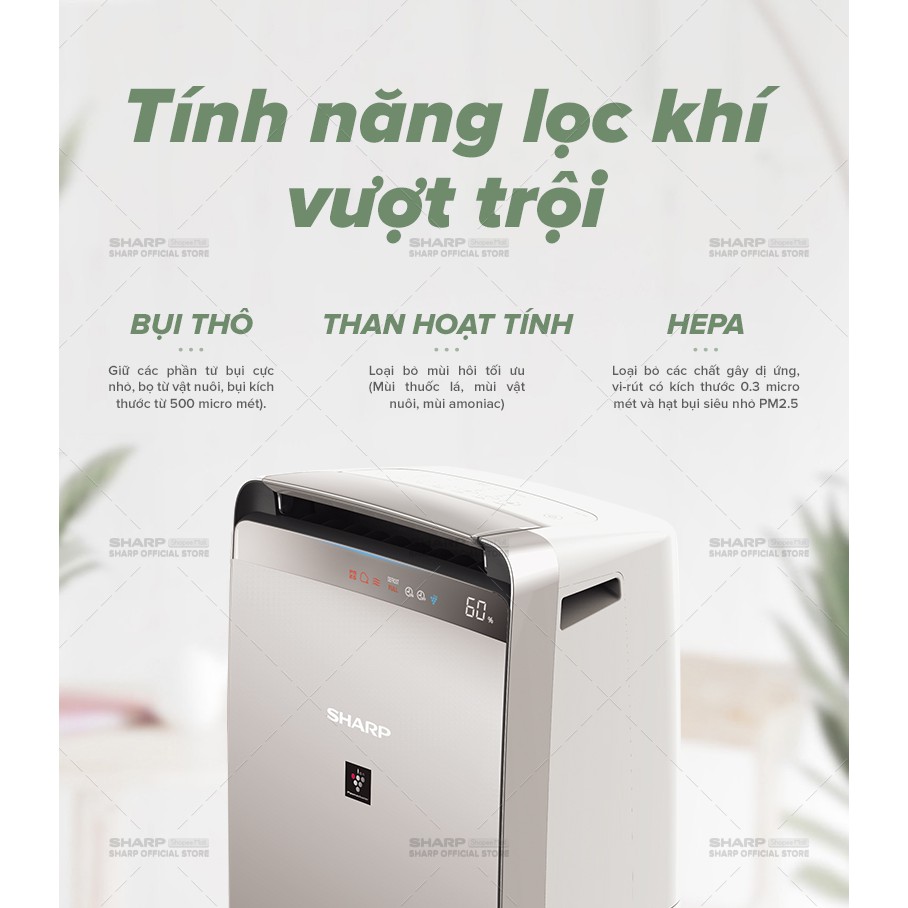 Máy lọc không khí hút ẩm SHARP DW-J27FV-S Tặng Voucher Mua Nồi Chiên Không Đồng