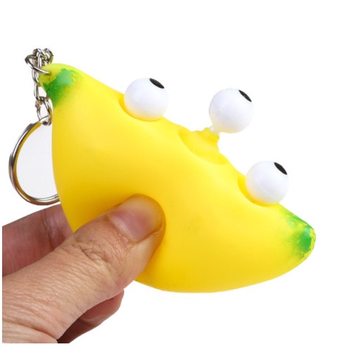 Móc khoá squishy gudetama quả chuối bóp ra mắt trố - Móc khóa hình trái chuối siêu đẹp E727