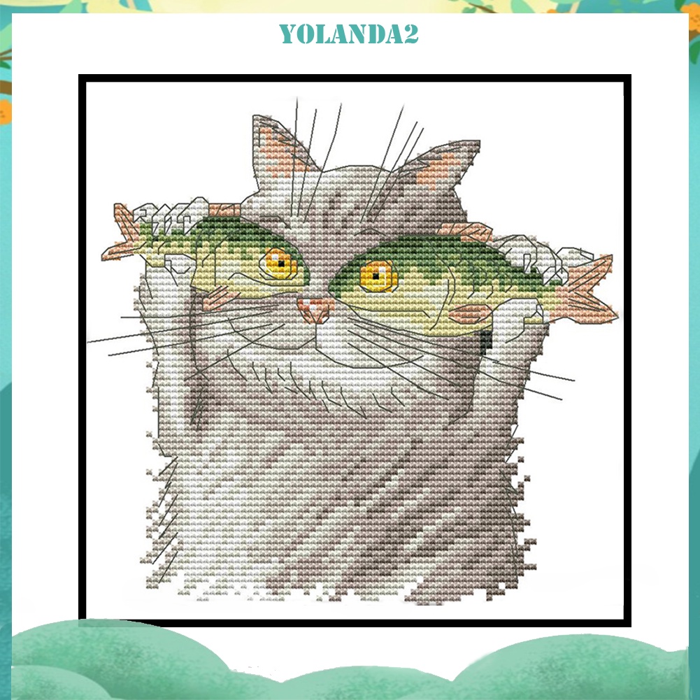 Tranh thêu 14CT hình đôi mắt cá