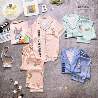 Đồ bộ mặc nhà ngủ Pijama chất Lụa Latin Cao Cấp Rabbit TNQD