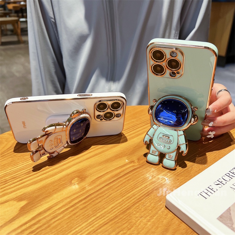 Ốp Điện Thoại In Hình Phi Hành Gia Kèm Giá Đỡ Cho IPhone 13 11 12 Pro Max X XS XSMAX XR 7 8 Plus