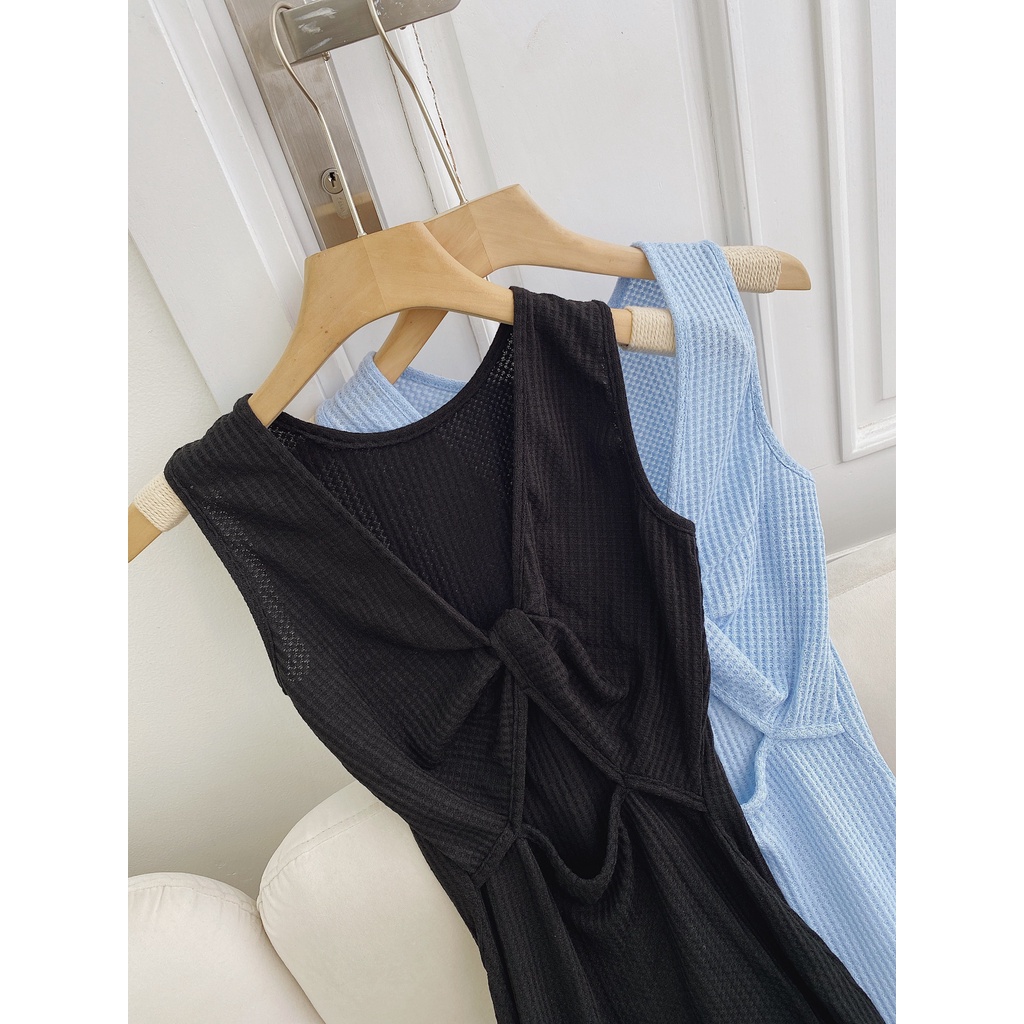 Đầm midi xoắn lưng (+hình thật trên sàn) | BigBuy360 - bigbuy360.vn