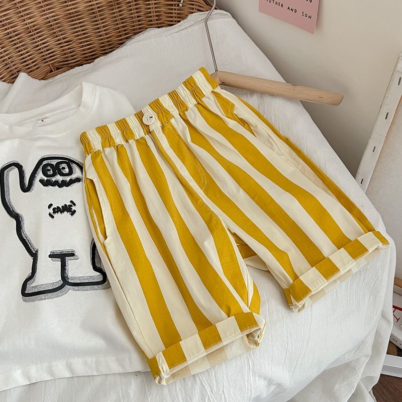 [Babycat Hàng Có Sẵn Quần Short Mỏng Kẻ Sọc Phong Cách Hàn Quốc Thời Trang Mùa Hè Hàng Mới 2022 Dành Cho Bé Trai