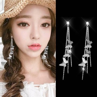 Hoa Tai Dáng Dài Hình Bướm Phối Tua Rua Thời Trang