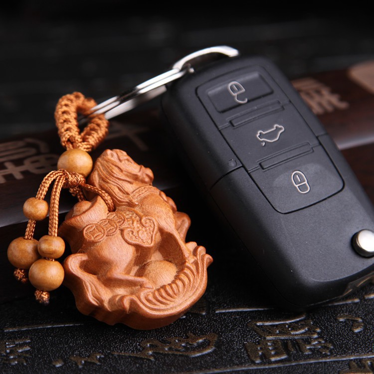HƯỜNG AUTO ⚡️Freeship 99k - Toàn quốc⚡️ Móc Khoá Handmade Phong thuỷ Gỗ Gụ Điêu Khắc, Một Mặt