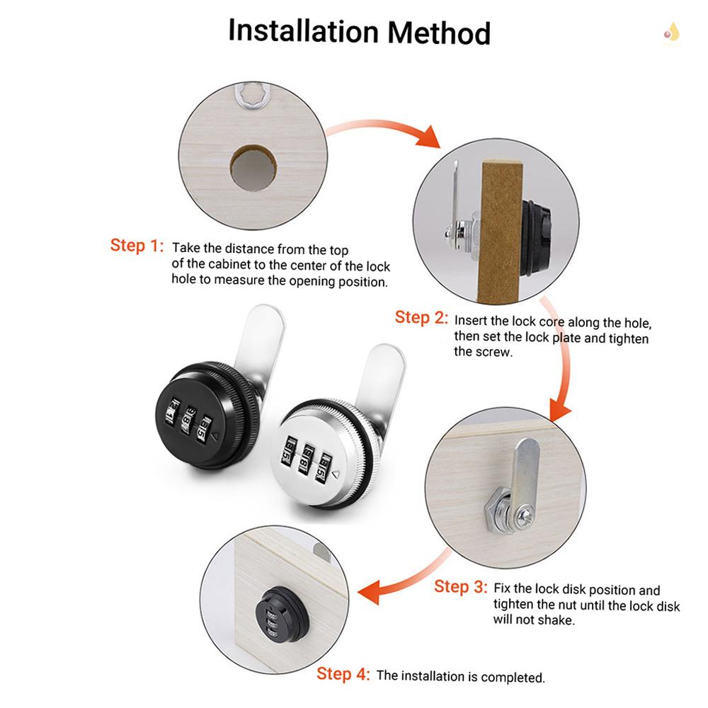 Ổ Khóa Mật Khẩu 3 Chữ Số XT20 Bằng Hợp Kim Kẽm An Toàn Cho Tủ Chén / Tủ Chén