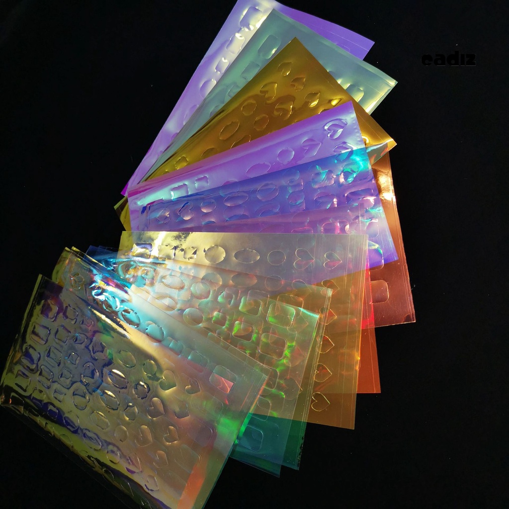 [Hàng mới về] Bộ 11 miếng dán lá nhôm tráng gương hiệu ứng cực quang nhiều màu sắc độc đáo trang trí móng tay tự làm