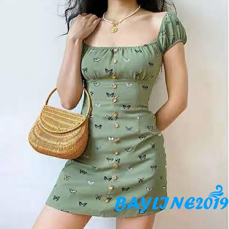 Đầm Chữ A Tay Ngắn Họa Tiết Bướm Cho Nữ | BigBuy360 - bigbuy360.vn