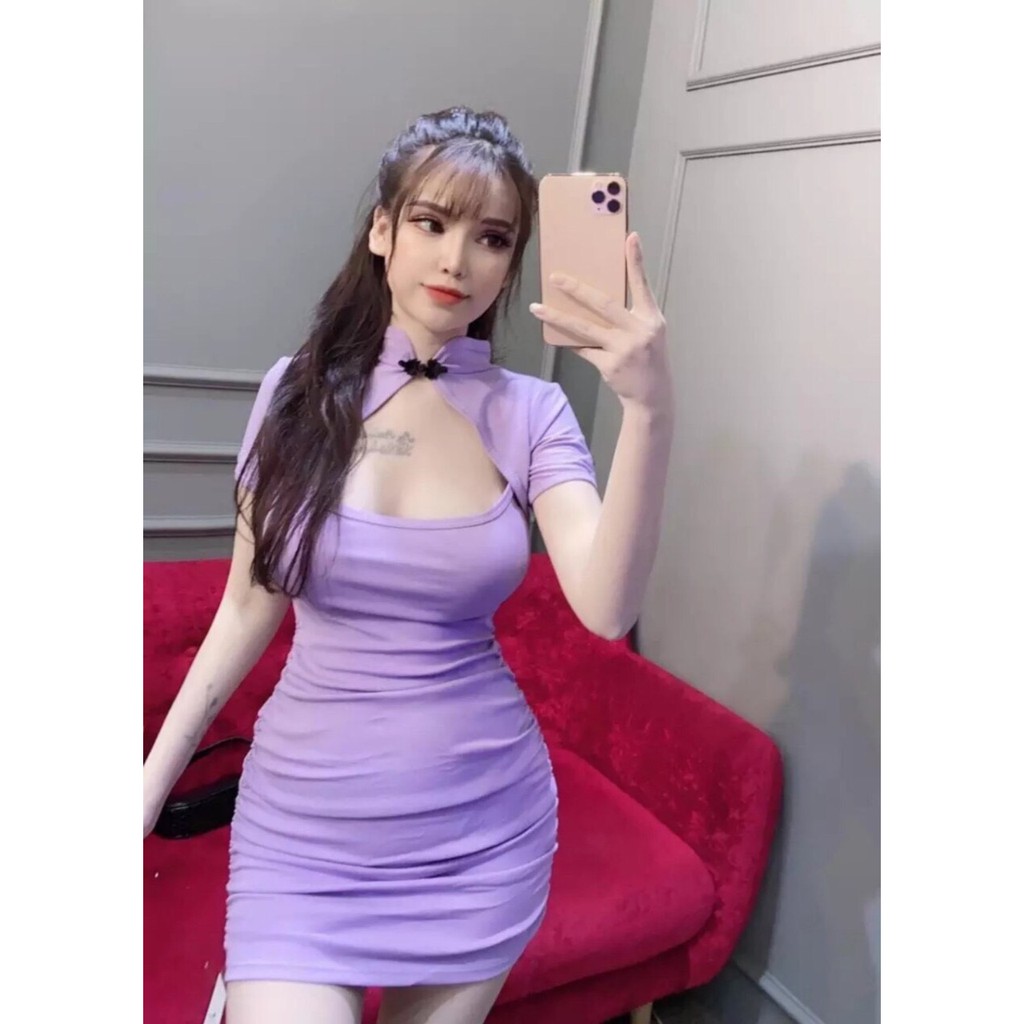 ĐẦM NỮ ÔM BODY CỔ TÀU (CÓ MÚT NGỰC) SEXY THỜI TRANG THIẾT KẾ VESTA SX65