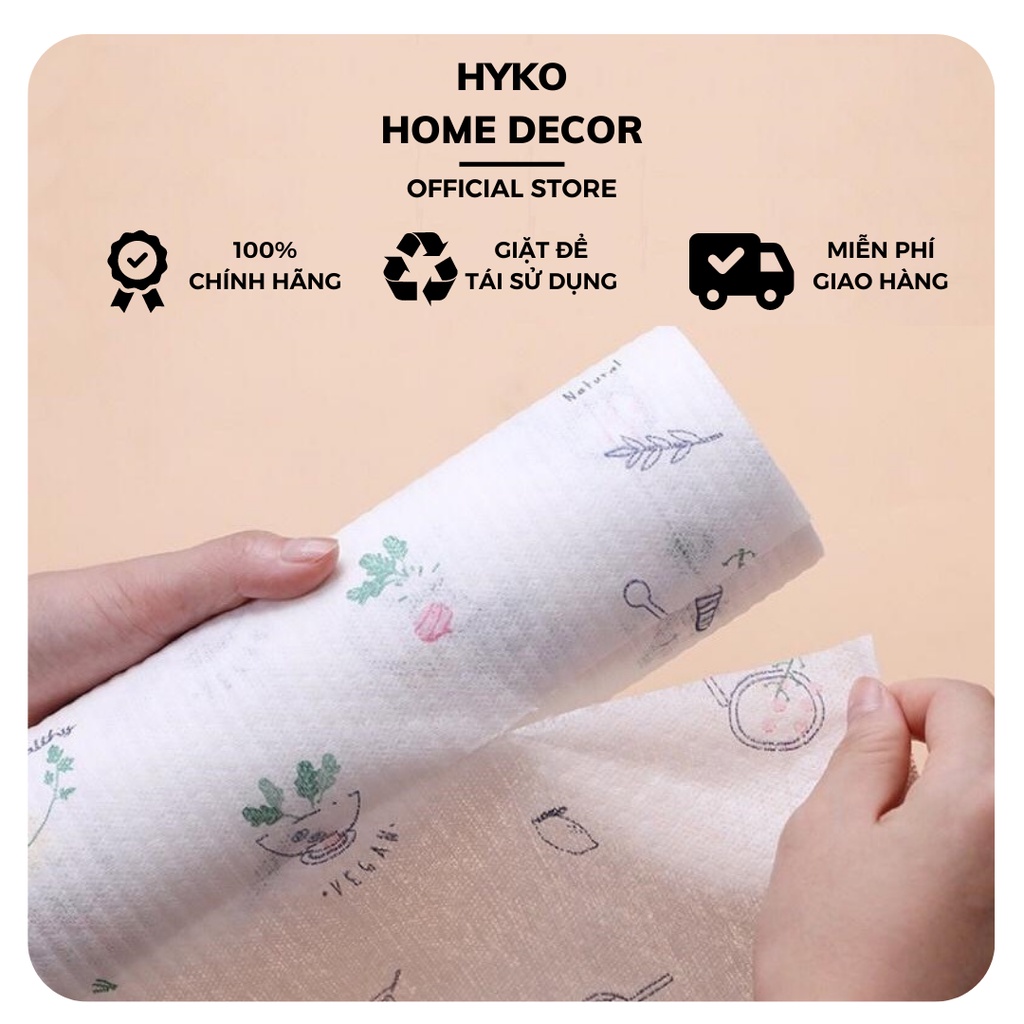 Size to 25cm - Giấy lau bếp, giấy lau đa năng có thể giặt tái sử dụng và cây gỗ cắm giấ