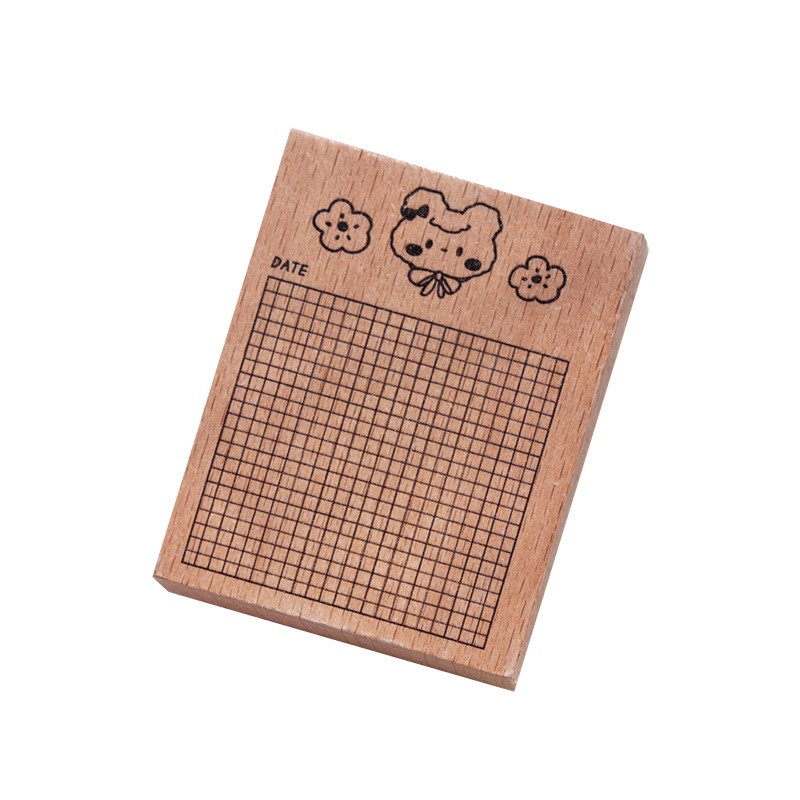 Con dấu gỗ làm sổ trang trí planner kiểu dáng note