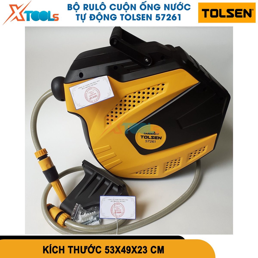 Bộ Rulô Cuộn Ống Nước Tự Động Tolsen 57261, kèm dây dài 15m, áp suất vòi 300psi, chất liệu nhựa [CHÍNH HÃNG][XTOOLS]
