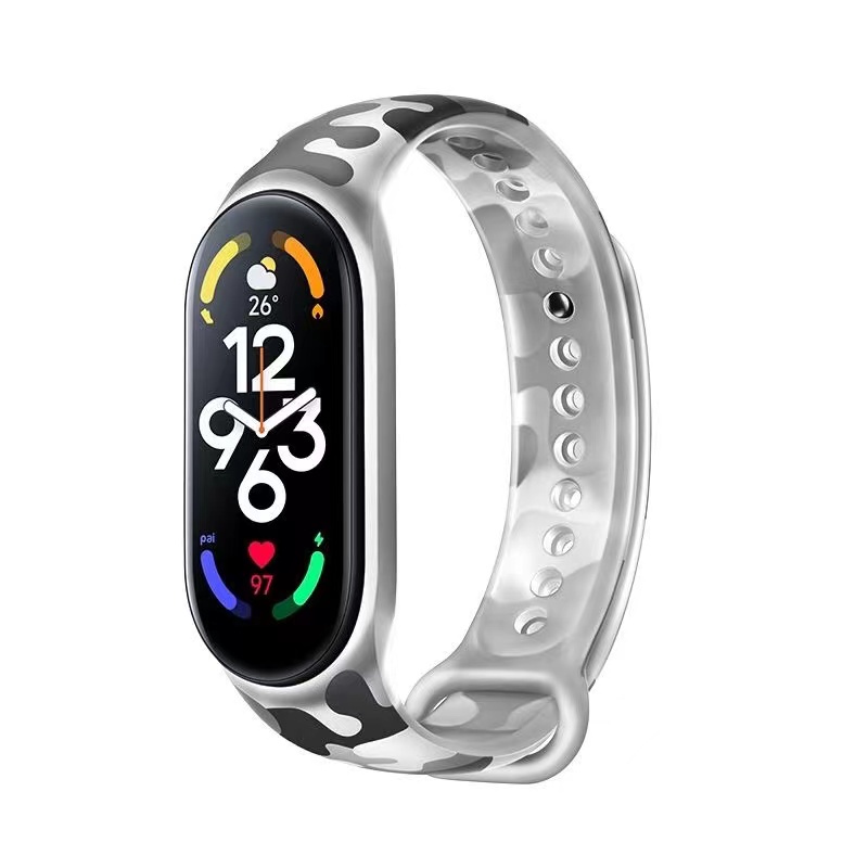 Dây Đeo Silicon Mềm Họa Tiết Rằn Ri Nhiều Màu Cho Đồng Hồ Thông Minh Xiaomi Miband Mi Band 3 4 5 6 7