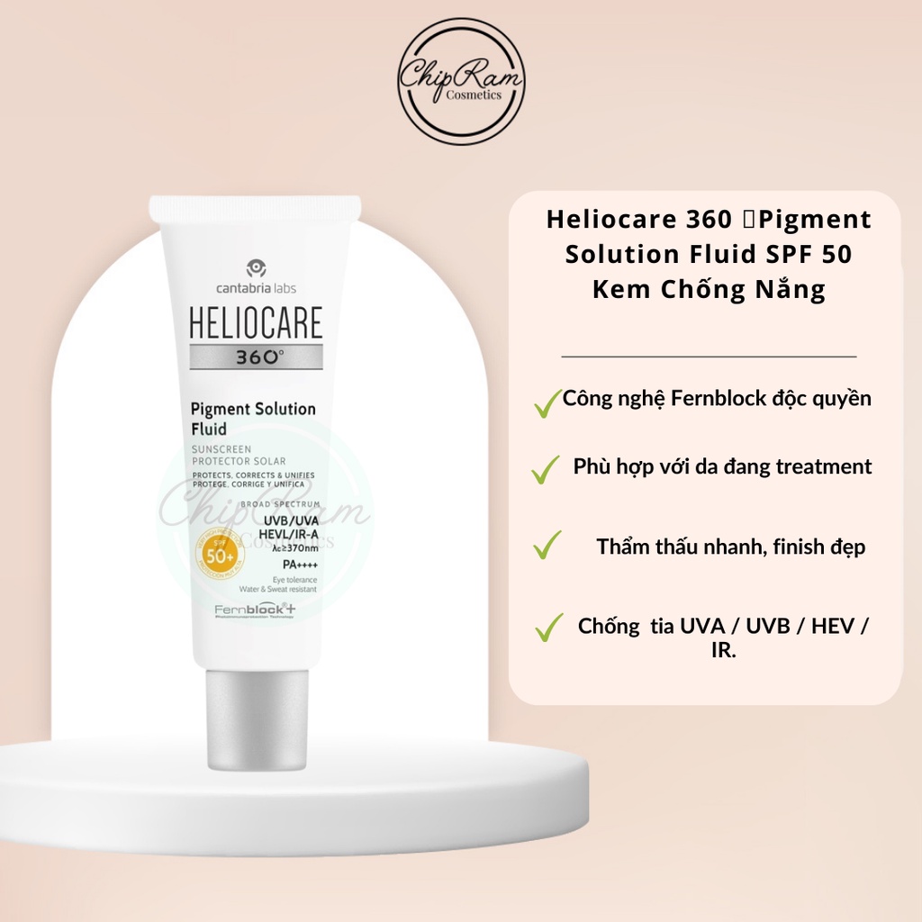 Kem chống nắng Heliocare 360 Pigment Solution Fluid 50ml giảm đốm nâu