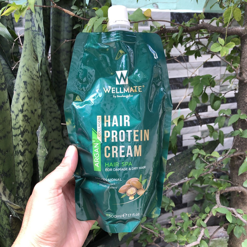 KEM HẤP WELLMATE HAIR PROTEIN CREAM ARGAN COLLAGEN 500ML