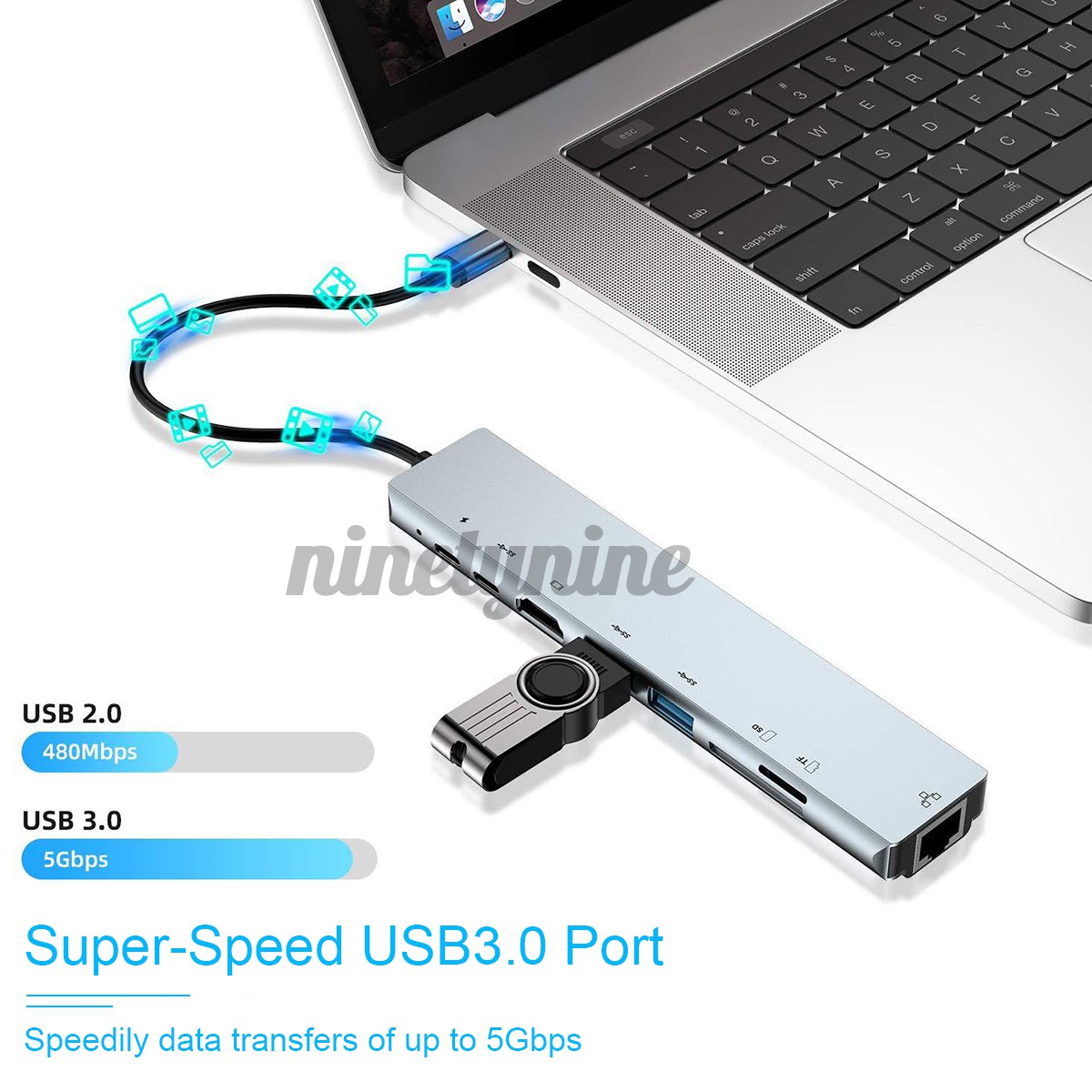 Bộ Chuyển Đổi Nhiều Cổng Usb-C Hub Sang 4k Hdmi Usb 3.0 Aux Cho Macbook Pro Air