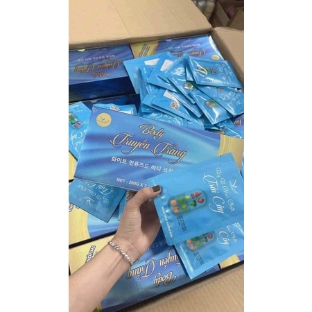 Combo Kem Body Truyền Trắng Vip White Hàn Quốc tặng 1 gói tẩy tế bào chết trái cây bộ đôi dưỡng da siêu trắng