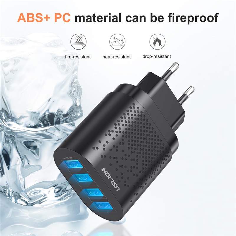 Củ Sạc Nhanh EU / US 3A Quik 3.0 4 Cổng 48W Cho Điện Thoại Android