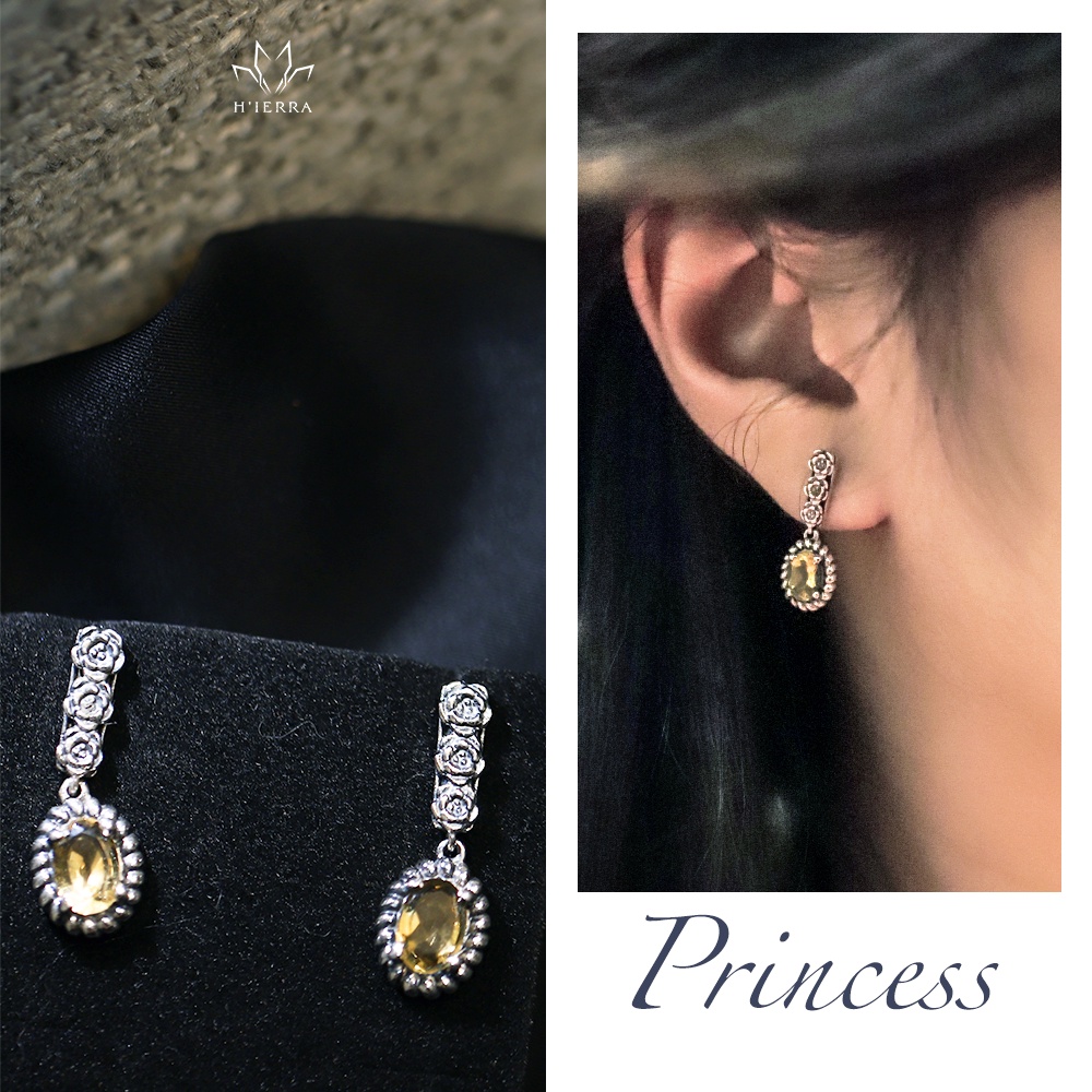 Bông tai bạc nữ H'ierra Princess Earrings 5 loại đá | Queen & Princess Concept