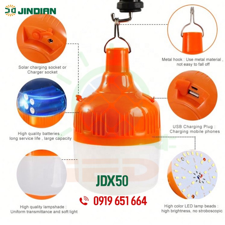 [SIÊU GIẢM GIÁ + QUÀ TẶNG] Đèn năng lượng mặt trời Jindian 300W JD8300L + Tặng đèn năng lượng mặt trời 50W JDX50