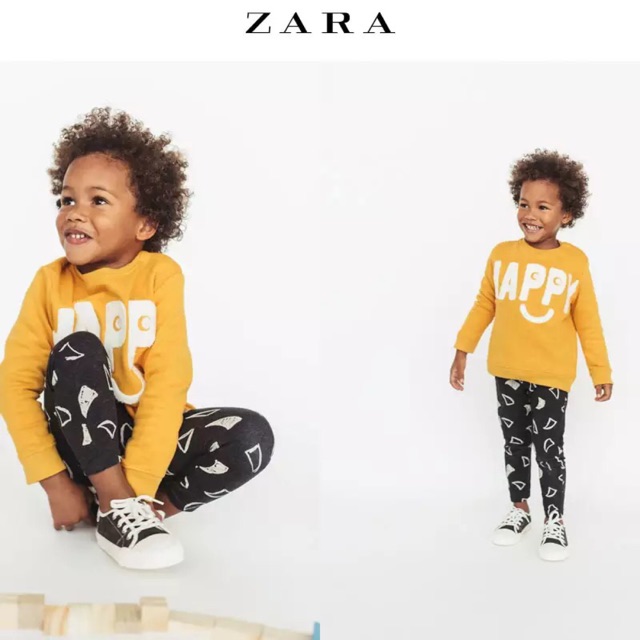 Bộ nỉ Zara happy vàng 1-6Y