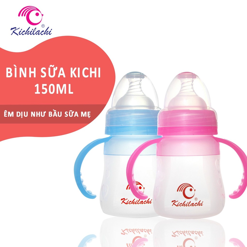 [Tặng Kèm Núm Ti] Bình Sữa [KICHILACHI Chính Hãng] 2in1 thể tích 150ml: Uống Sữa & Bình Thìa Ăn Dặm