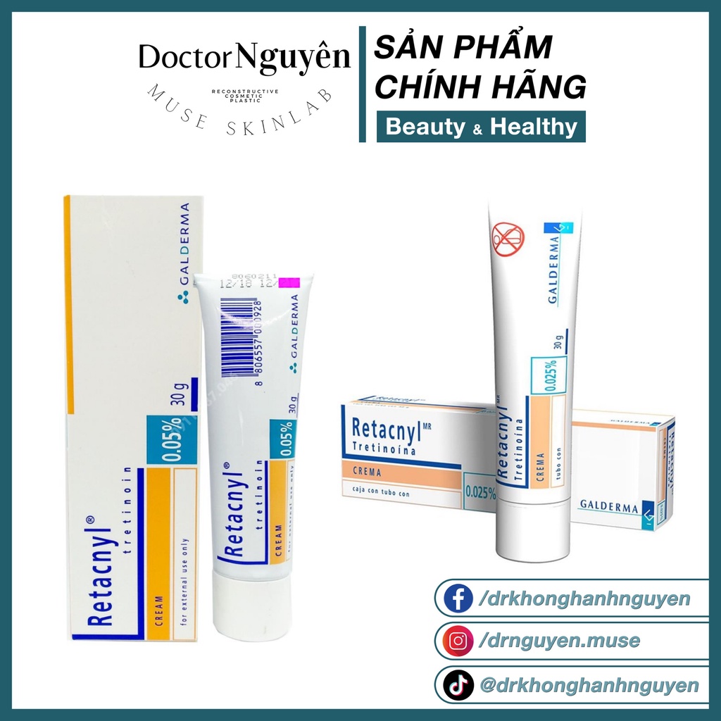Kem Giảm Mụn Trẻ Hoá Da Retacnyl Tretinoin 0.025 Và 0.05 (30g)